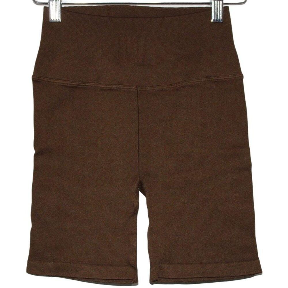 Womens NUX The Good Bike Short Olive Green Brown Ribbed Bike Shorts Size XS NWOT